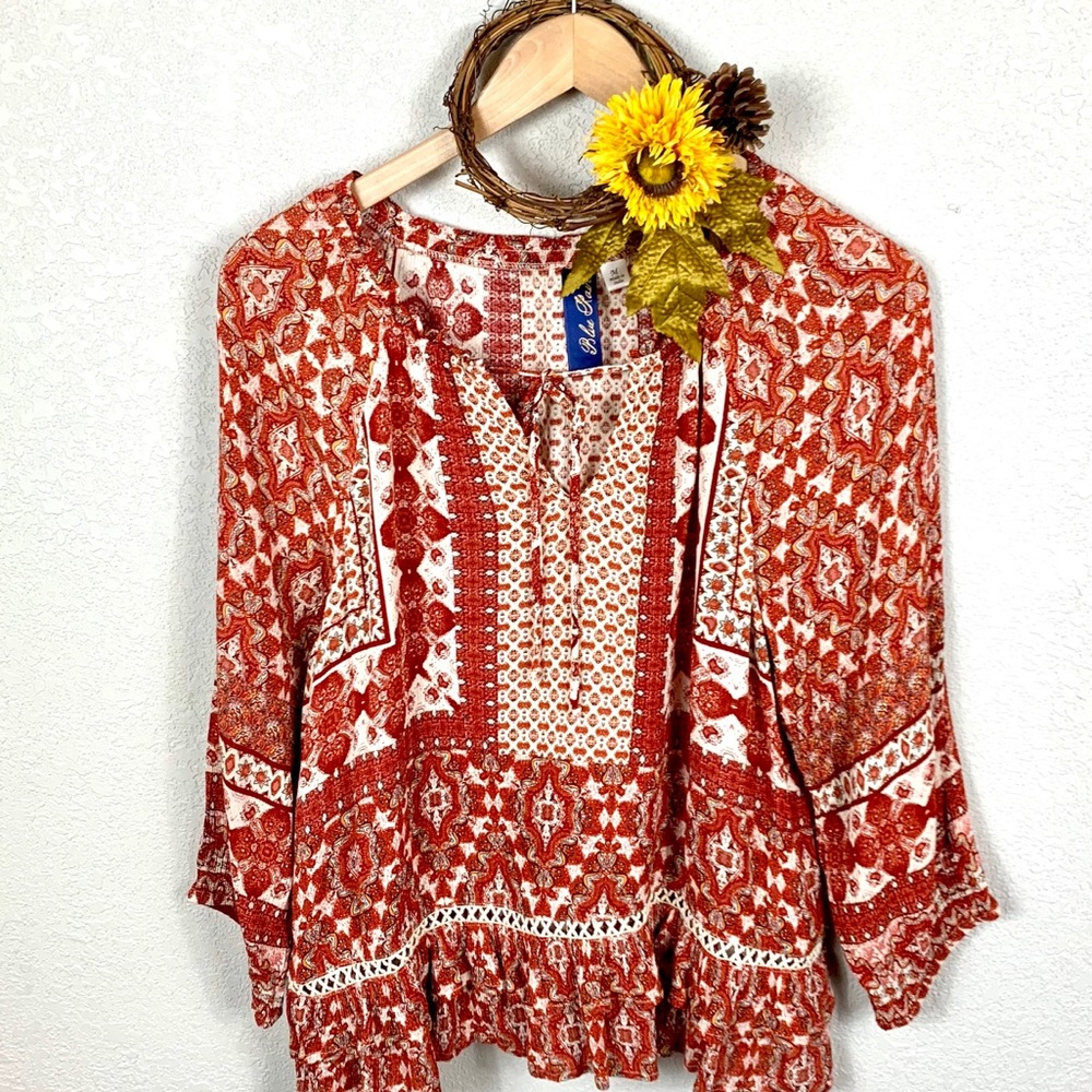 🍾🌻Host Pick!!🌻🍾 Francesca Ruffle Boho Blouse